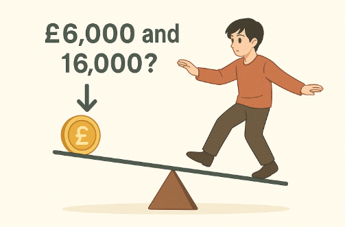 How is my Universal Credit payment reduced if my savings are between £6,000 and £16,000